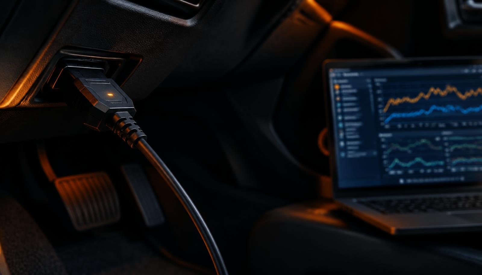 Diagnose-Tablet im Fahrzeug mit Fehlercode-Übersicht